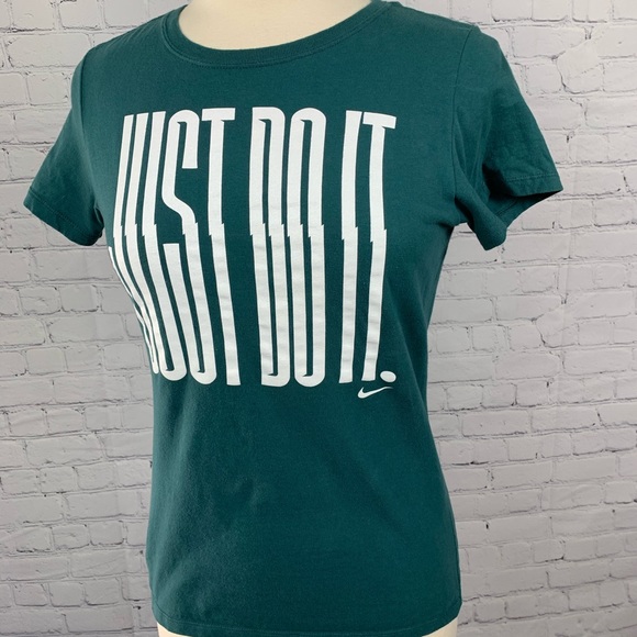 Nike Tops - Nike Green “Just Do It” Graphic Top Med Slim Fit